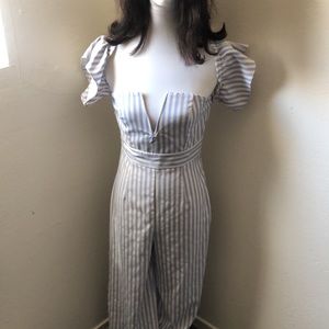 Blue & White Striped Jumpsuit